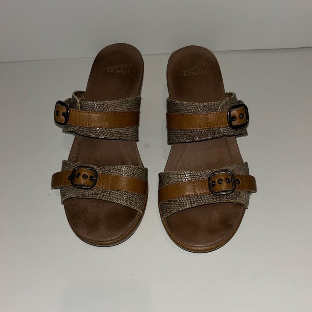 Dansko Jessie Women's Slide Sandal Clog Size 39 Eu Double Buckle Lizard
